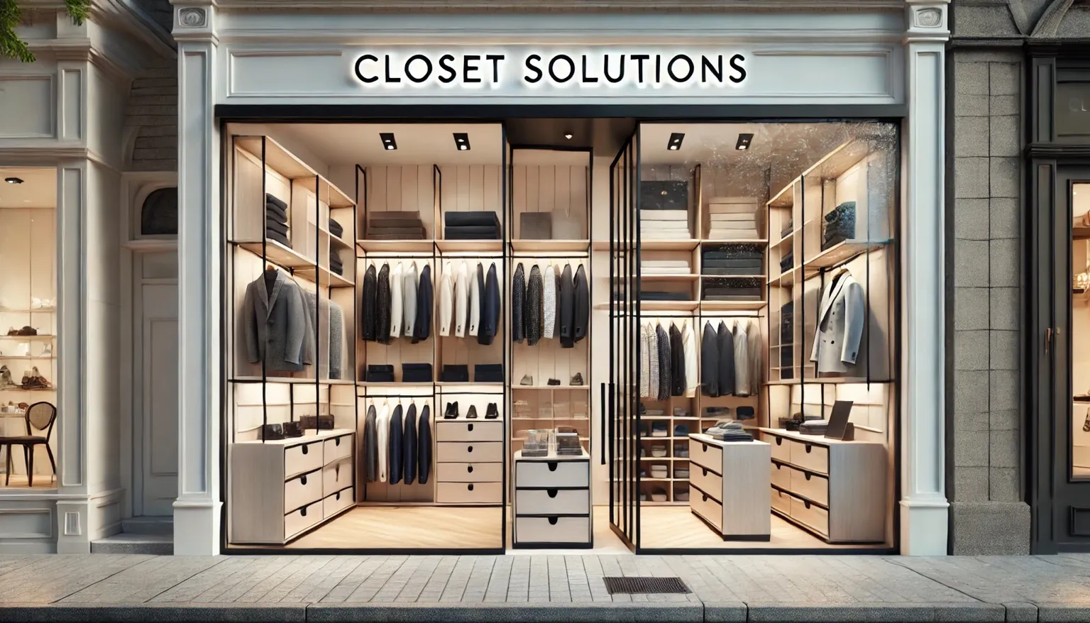 Negozio di abbigliamento con espositori e strumenti per personalizzazioni